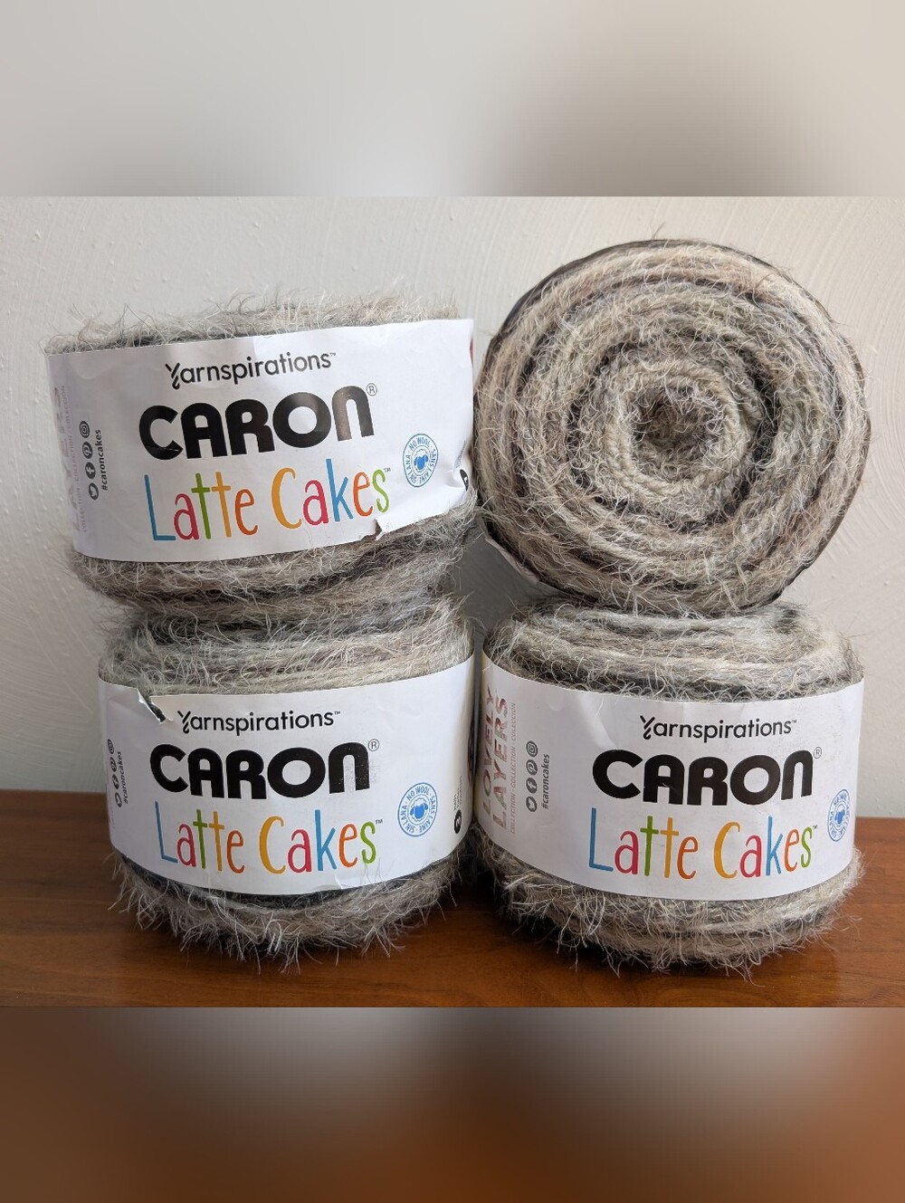 Caron latte cakes yarn lot Of 4 Sugar Pearls Acrylic/ Nylon Discontinued